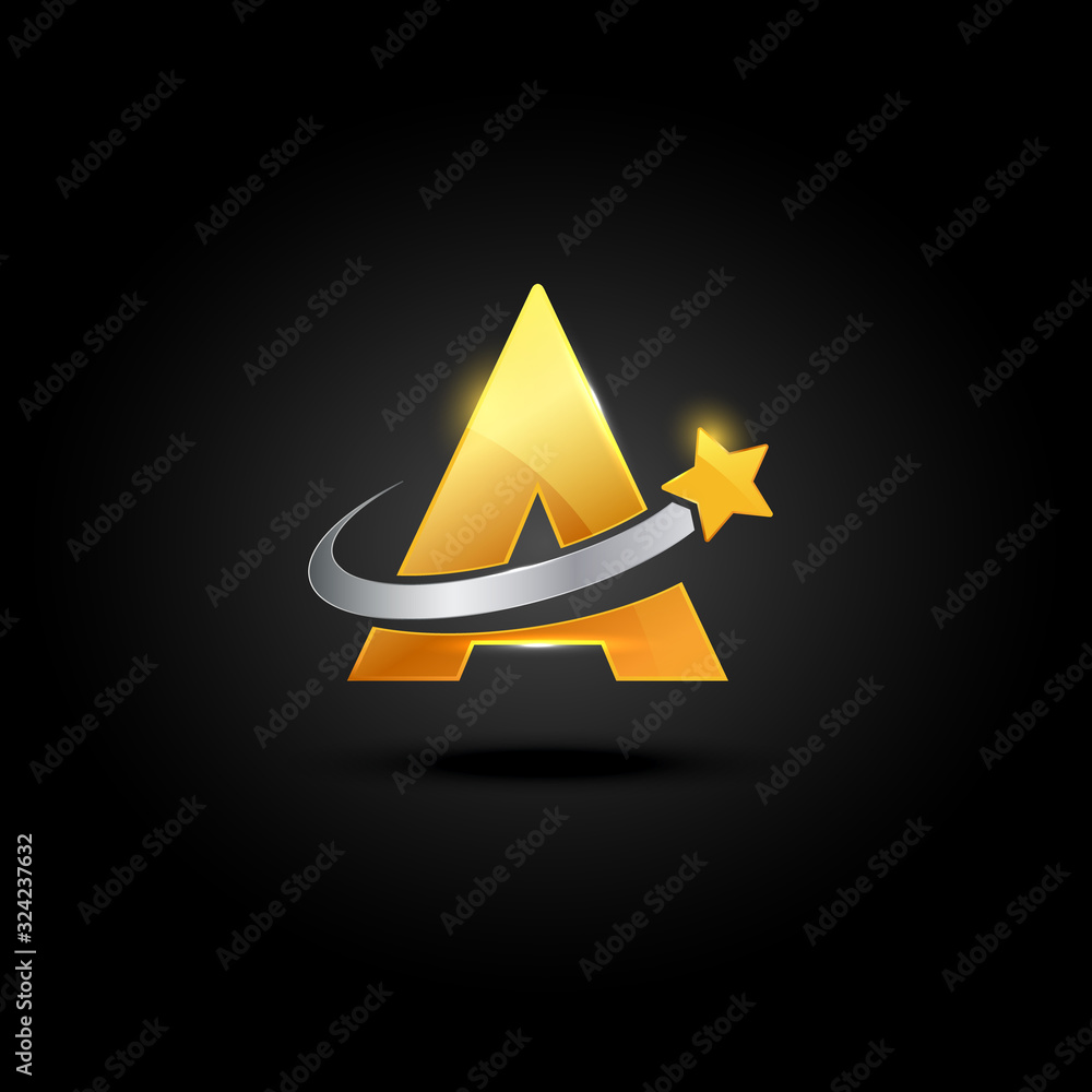 Luxury Gold Letter A and Star logo designs template, Elegant logo ...