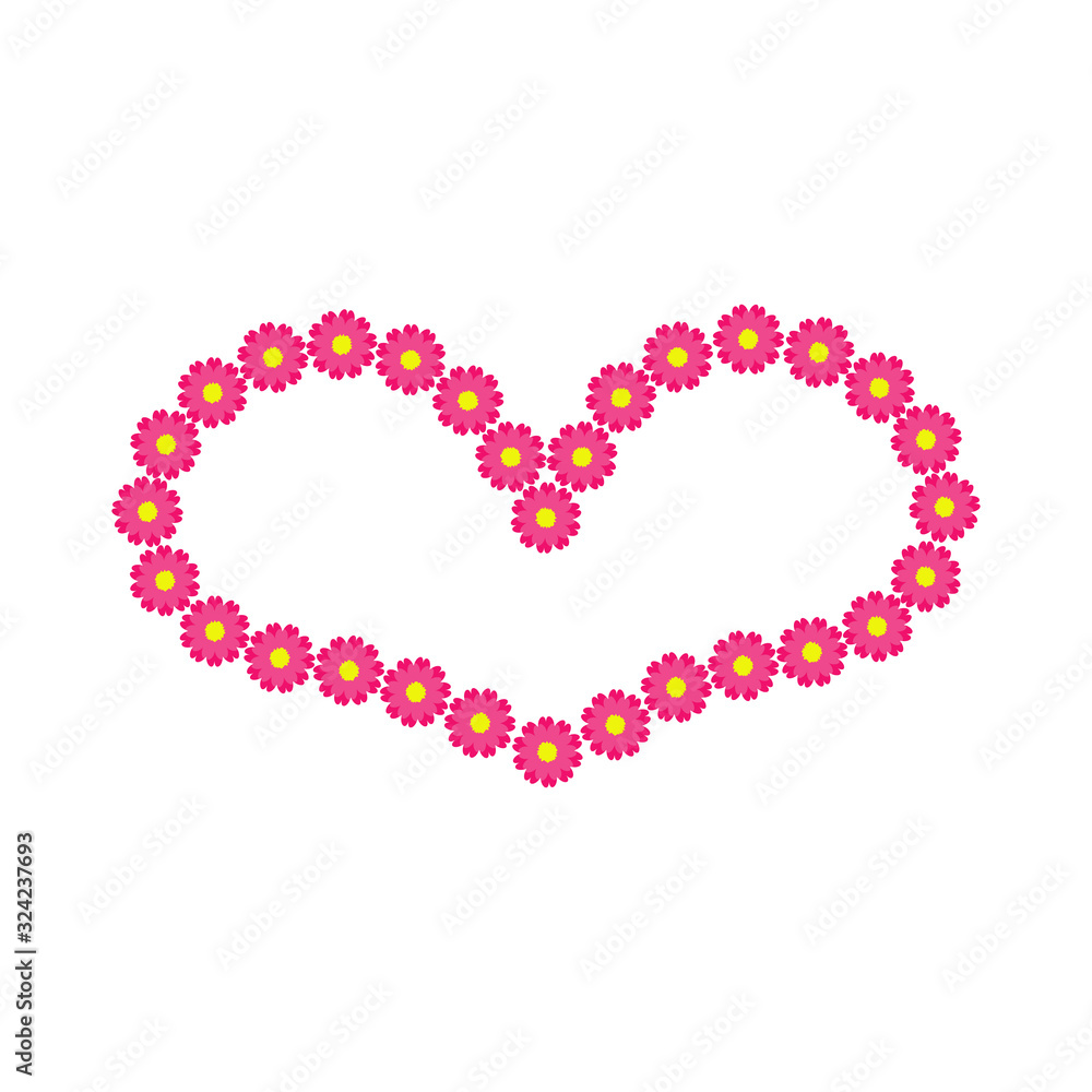 Vector heart flower of outline hand drawn heart icon. Illustration for your graphic design.