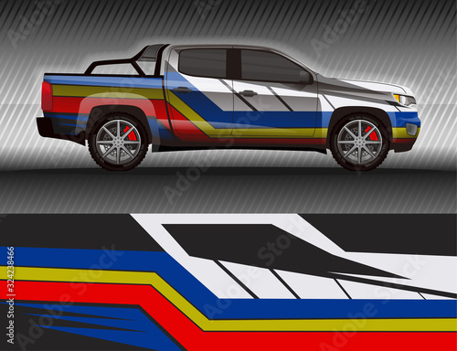 Car livery wrap decal, rally race style vector illustration abstract background