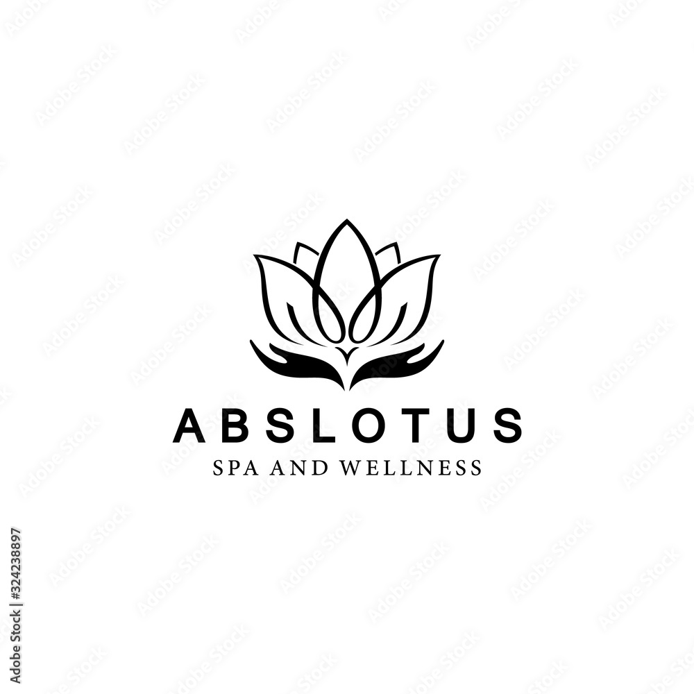 Creative simple Artistic Lotus Flower logo design illustration