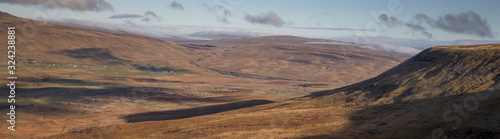 view from Ingleborough across to ribblehead viaduct photo