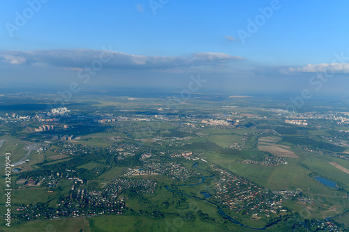 View of the Moscow region from a great height. Russia