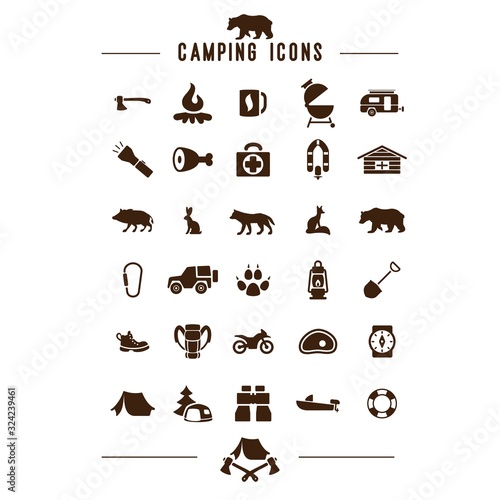 Fototapeta Naklejka Na Ścianę i Meble -  camping icon web app ui logo vector