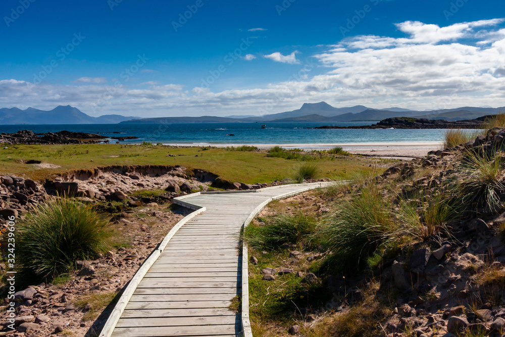 Beach boardwalk in Scotland west coast