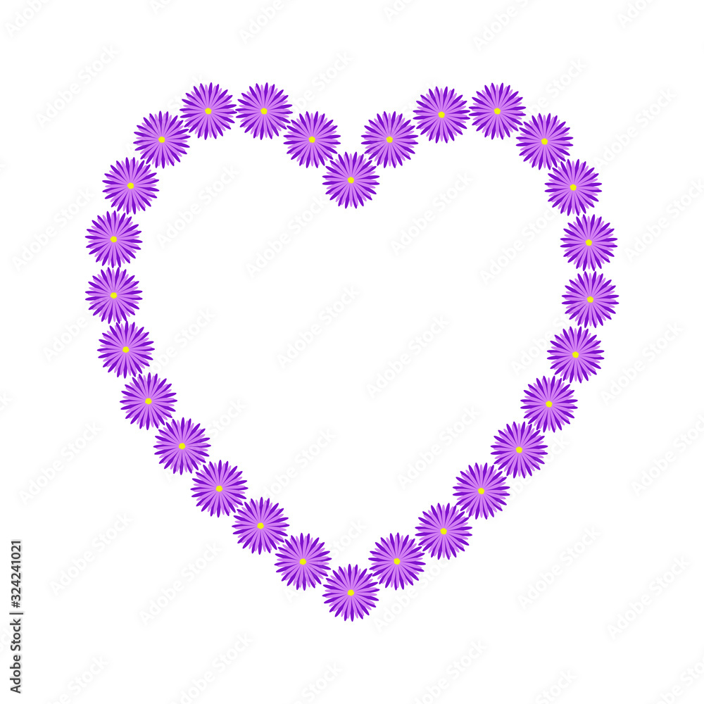 Vector heart flower of outline hand drawn heart icon. Illustration for your graphic design.