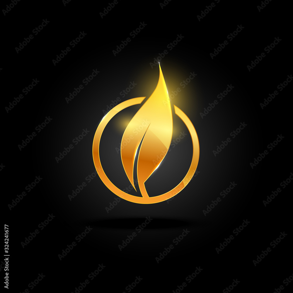 golden leaf luxury logo icon vector template. Black background golden leaf luxury logo icon vector template. Black background