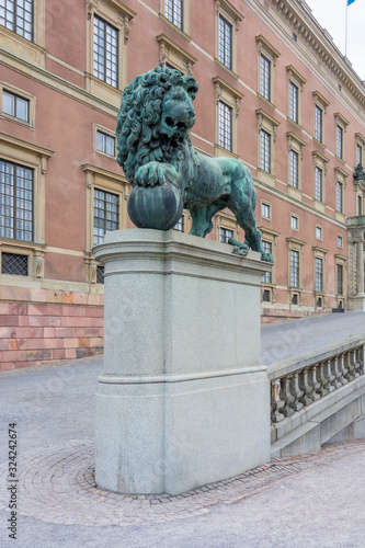Photography Statue of lion at Royal palace, Stockholm, Sweden