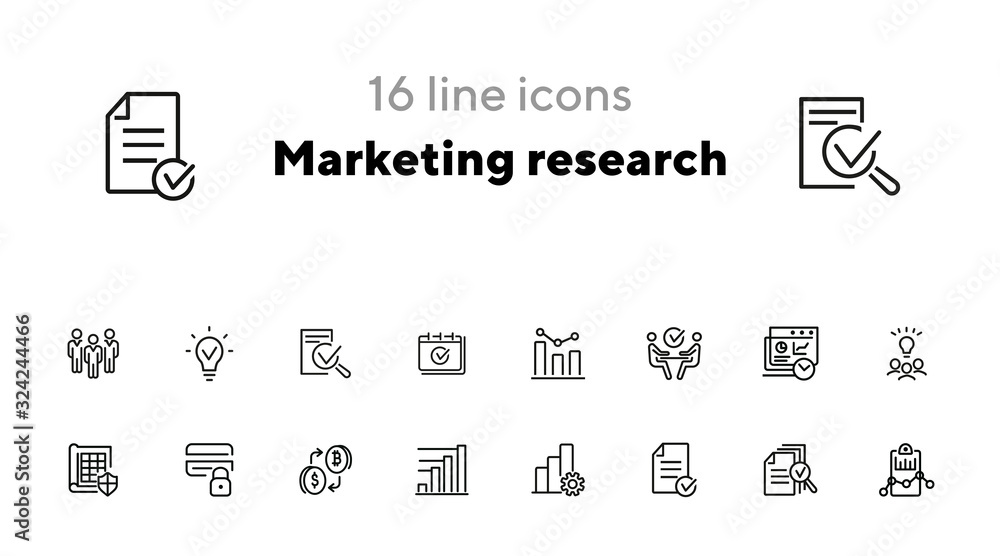 Tableau sur toile Marketing research line icon set