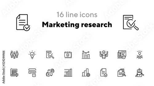 Tableau sur toile Marketing research line icon set