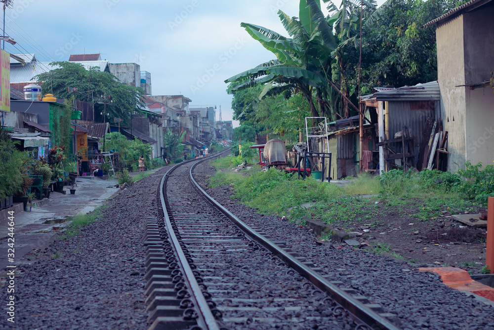 railway in the morning village 