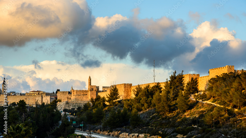 Jerusalem Jaffa Gate on a cloudy day