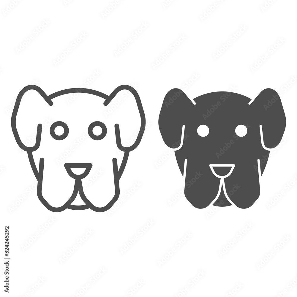 Dog muzzle line and solid icon. Minimal domestic animal face symbol, puppy  head shape. Animals vector design concept, outline style pictogram on white  background, use for web and app. Eps 10. Stock