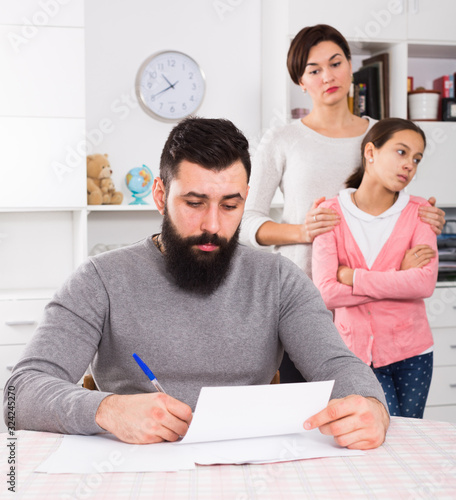 Father and mother having no possibility to pay utility bills and rent