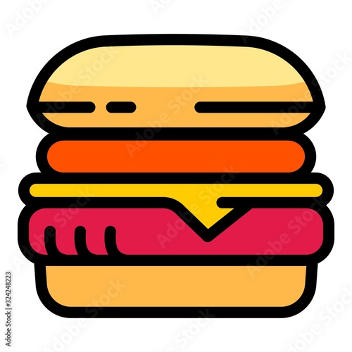 Tasty burger icon. Outline tasty burger vector icon for web design isolated on white background