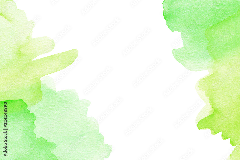Green splash watercolor hand drawn paper texture background business card with space for text or image, isolated Green splash watercolor hand drawn paper texture background business card with space for text or image, isolated