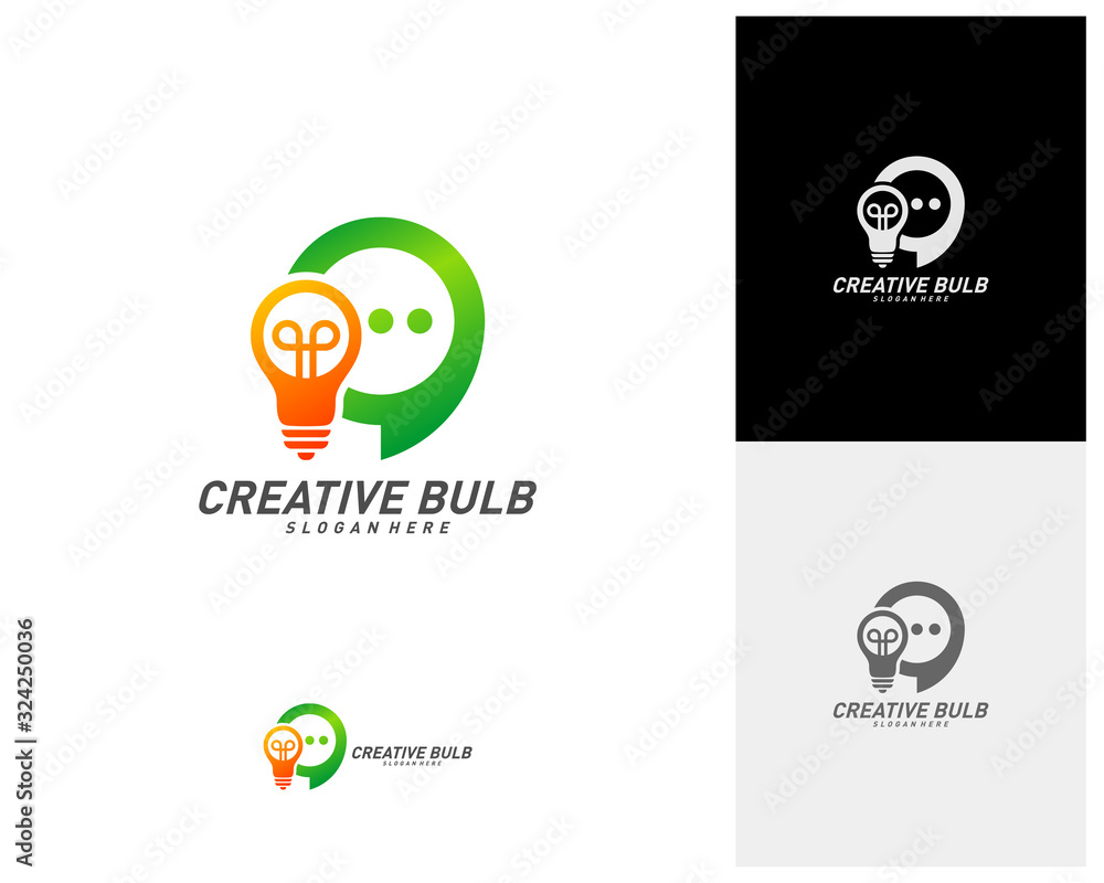 Creative Bulb chat logo design vector. Consult Bulb logo template. icon symbol