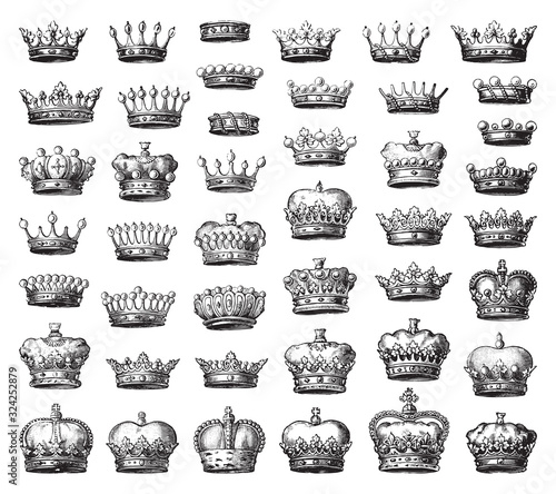 Crown collection / vintage illustration from Brockhaus Konversations-Lexikon 1908