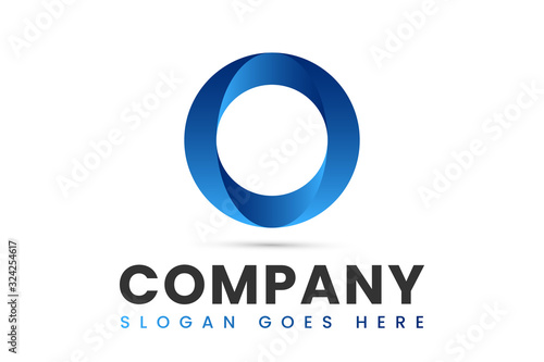 Blue Circle O Logo Design 3D