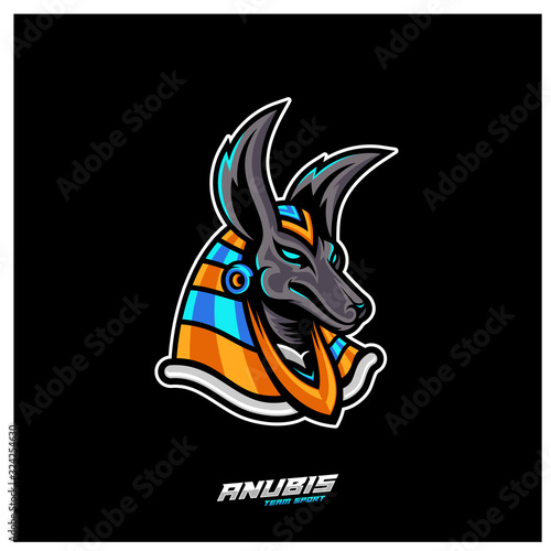 Anubis Esport gaming mascot logo template Vector. Modern Head Anubis Logo Vector  Illustration