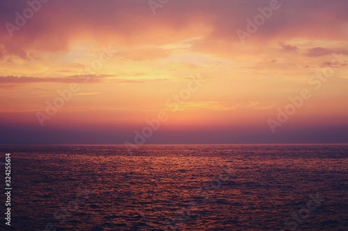 over the sea and sunset