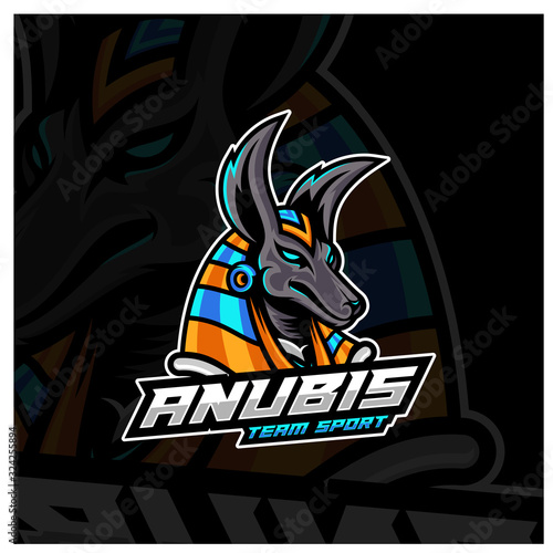 Anubis Esport gaming mascot logo template Vector. Modern Head Anubis Logo Vector, Illustration