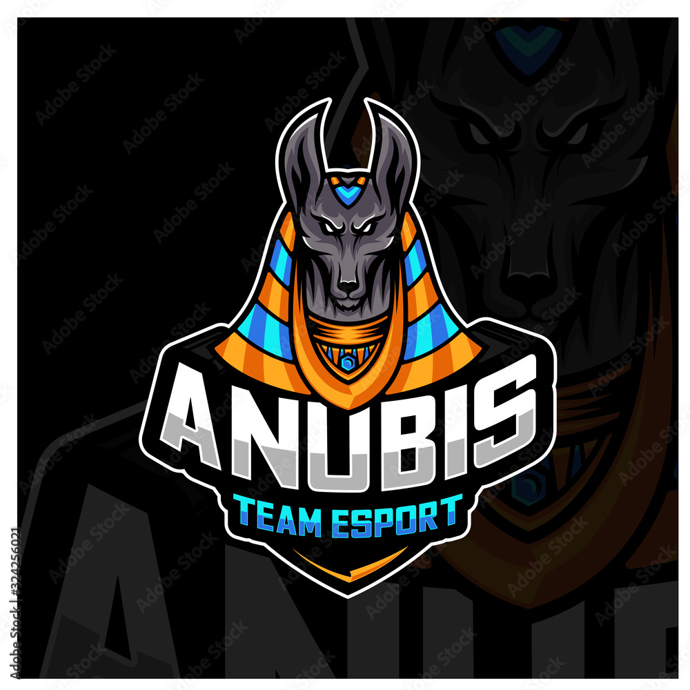 Anubis Esport gaming mascot logo template Vector. Modern Head Anubis Logo Vector, Illustration