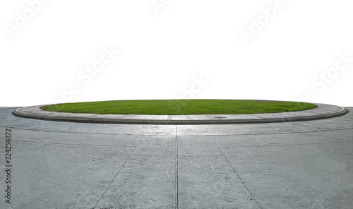 Fototapeta Naklejka Na Ścianę i Meble -  Empty cement ground with round small green garden