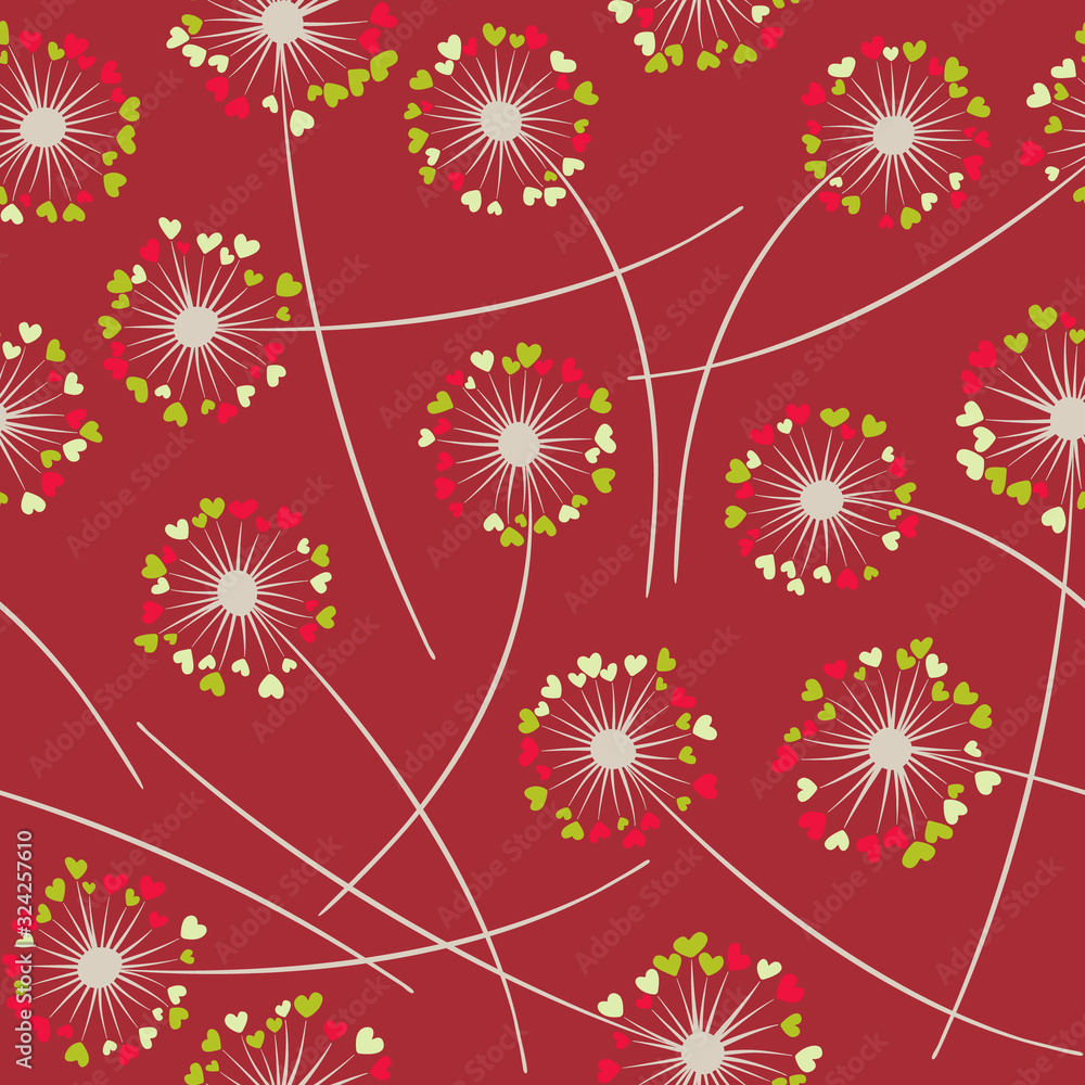 Dandelion blowing vector floral seamless pattern. Dandelion blowing vector floral seamless pattern.