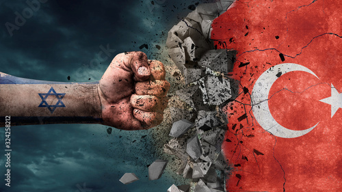 Fist breaking rock. Israel destroying Turkey