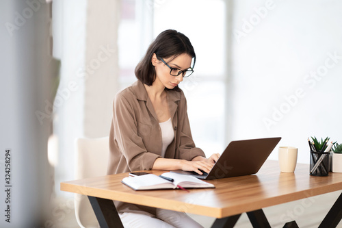 Woman using her personal computer at home