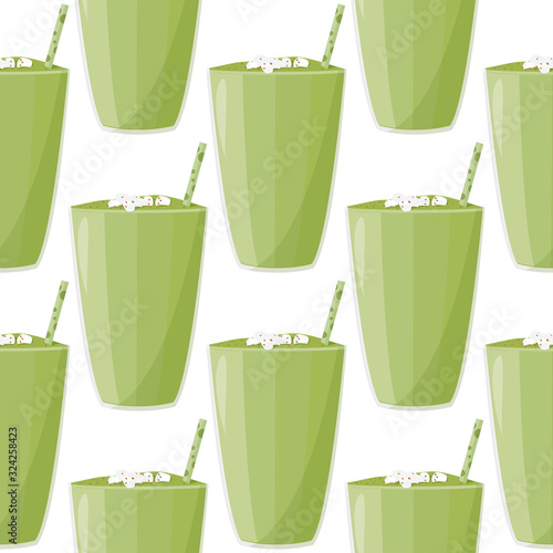 Healthy fresh drink smoothie background. Detox seamless pattern.