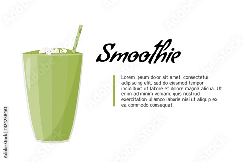 Healthy fresh drink smoothie. Dexot meal. Realistic vector illustration isolated on white background.
