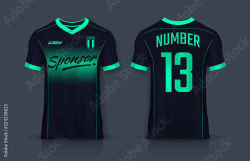 t-shirt sport design template, Soccer jersey mockup for football club. uniform front and back view.