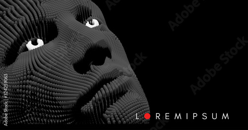 The mask. Artificial intelligence. Anonymous social masking. Face scanning. Can be used for avatar, science or technology. Cyber crime and cyber security concept illustration. Vector.
