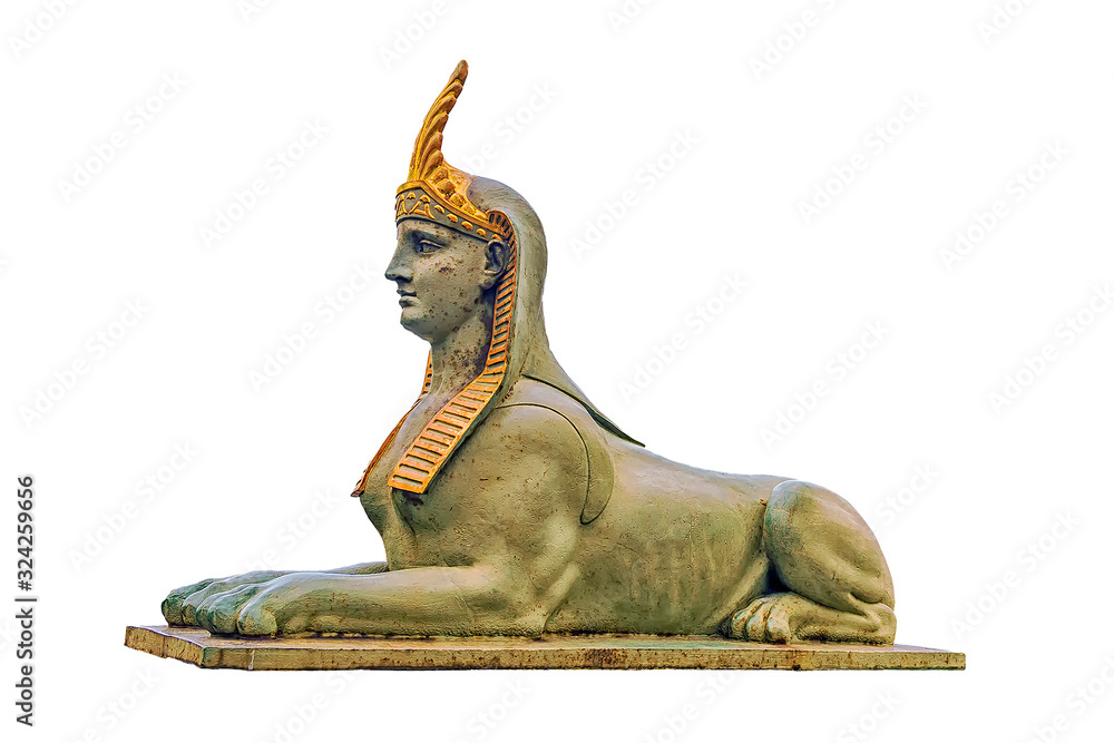 Sphinx on the Egyptian bridge in St. Petersburg. isolated sphinx bridge element