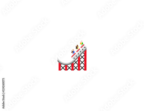 Roller coaster vector flat icon. Isolated amusement park, carousel attraction, roller coaster emoji illustration 