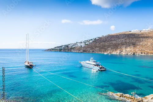 Fototapeta Naklejka Na Ścianę i Meble -  Boats in Mykonos Island in Greece