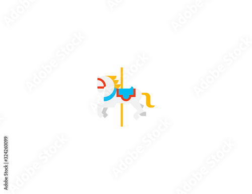 Carousel horse vector flat icon. Isolated children playing, carousel horse emoji illustration 
