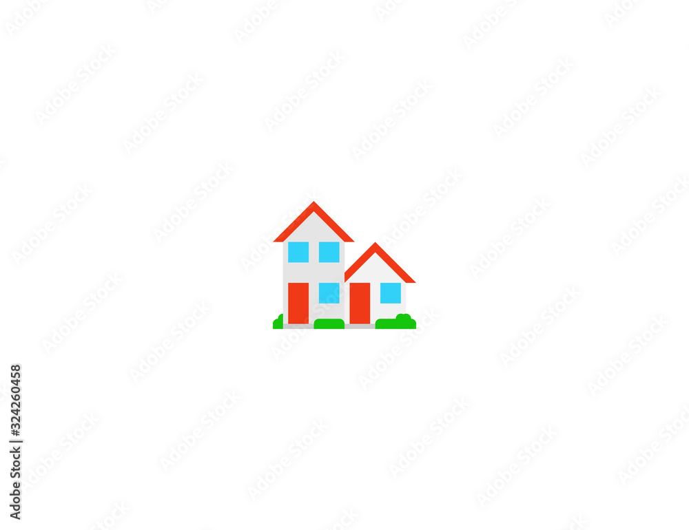 Neighborhood houses vector flat icon. Isolated residential district, private houses emoji illustration Neighborhood houses vector flat icon. Isolated residential district, private houses emoji illustration