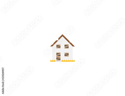 Derelict House vector flat icon. Isolated Abandoned, Old House emoji illustration 