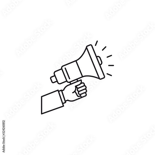 Hand holding megaphone vector icon