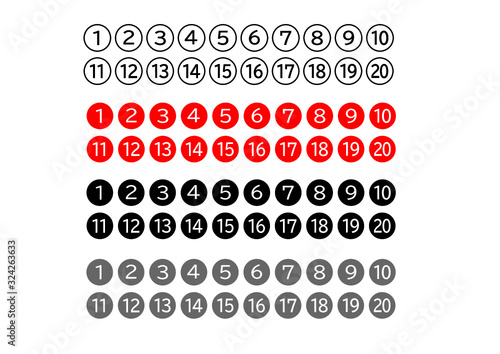 Numbers in Circles from 1 to 20