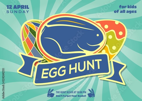 Easter Egg Hunt poster design template. Vector illustration
