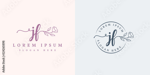 Initial jf feminine logo collections template - vector