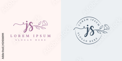 Initial js feminine logo collections template - vector