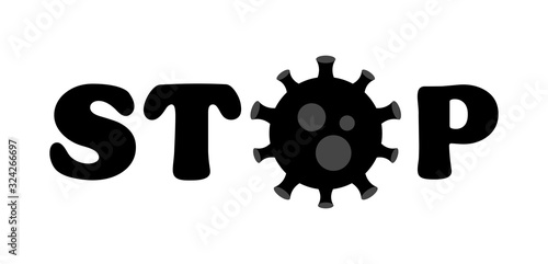 Stop Virus Black Text. Virus Outbreak. Protection Against Viruses and Diseases. Public Health Risk.