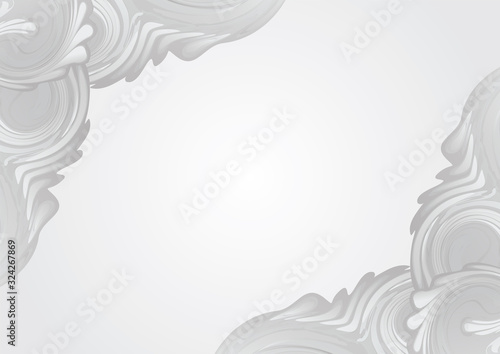 Abstract grayscale swirl floral frame background. Vector illustration.