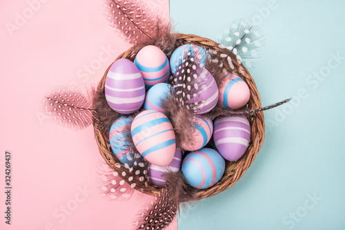 Easter eggs flatlay photo