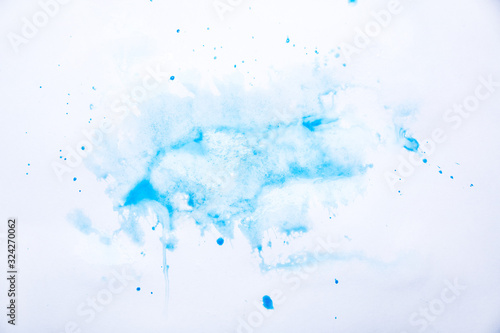 Abstract blue watercolor background, copy space top view