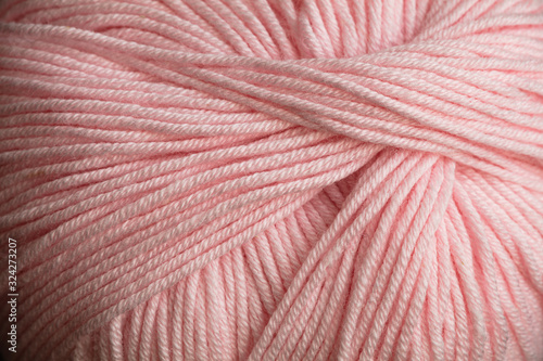 closeup of pink yarn ball
